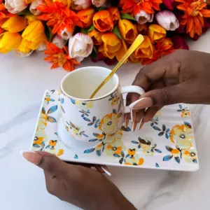 Floral Mug and Saucer