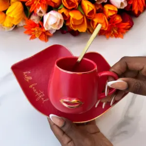 Lip Mug and Saucer